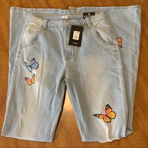 Fashion Nova Chasing Butterflies Extreme Flare Jeans